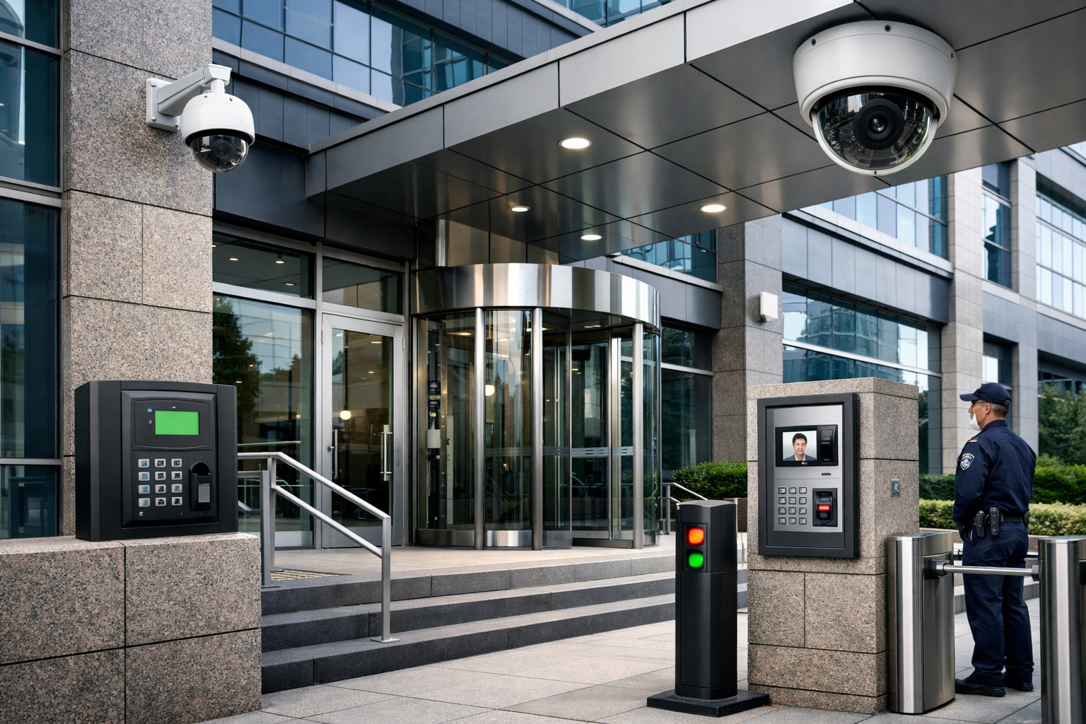 Commercial facility under integrated security coverage