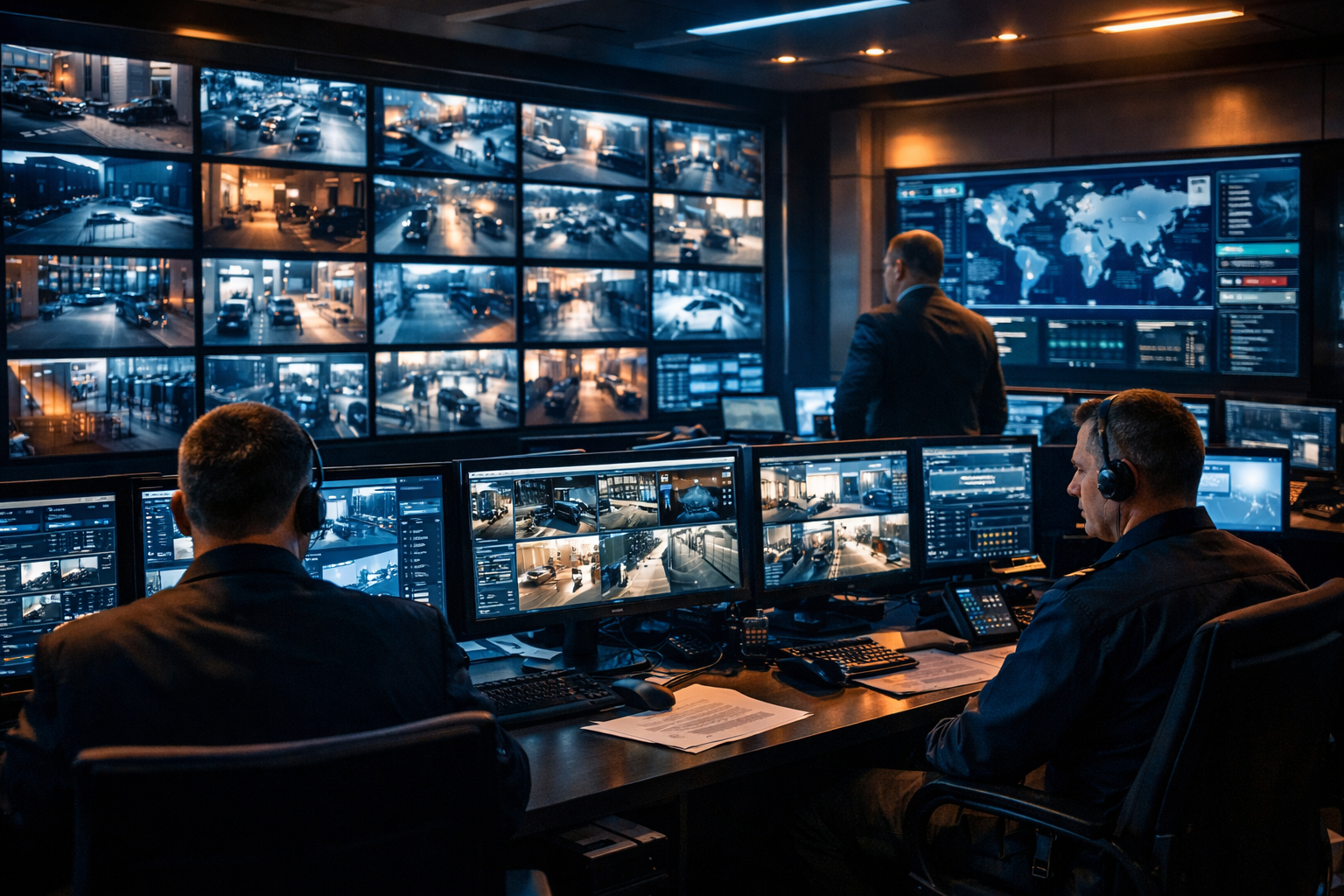Yale monitoring operations center with active security feeds