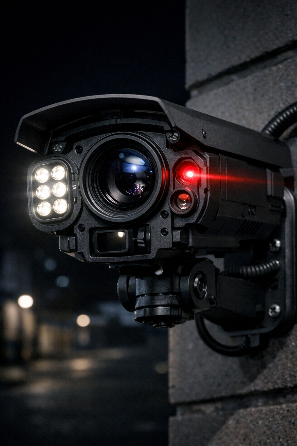 Night vision camera monitoring low-light conditions