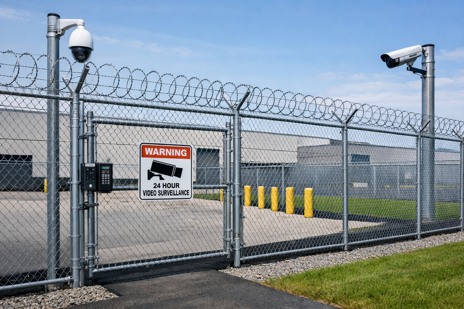 Perimeter security fence with controlled entry